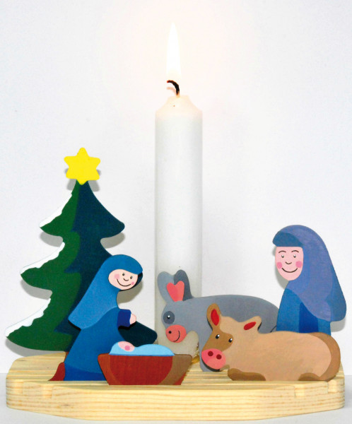 Mini Bastel-Krippe mit Kerzenhalter