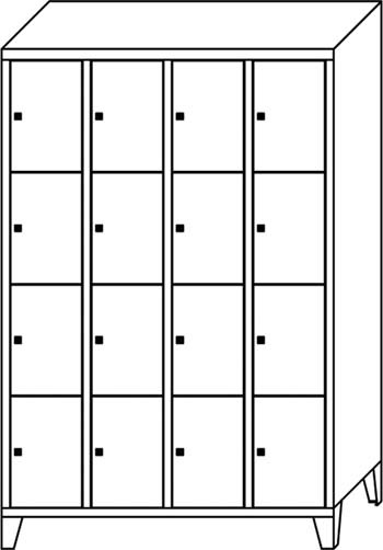 Schließfachschrank m Füßen,16 Fäche