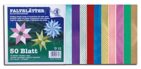 Faltblätter Sternchenfolie 10x10cm