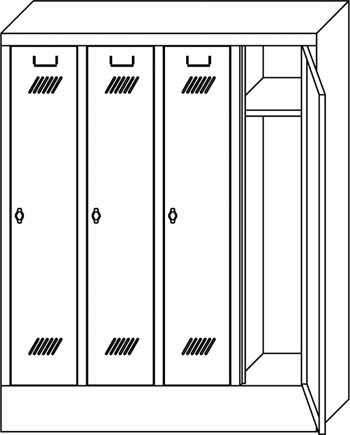 Kleiderschrank mit Sockel, 4 Abteil