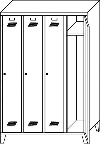 Kleiderschrank mit Fuß, 4tlg