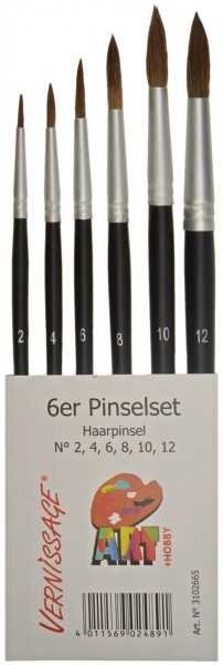 Pinselset 6 Stück Rund St. 2, 4,