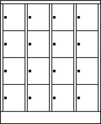 Schließfachschrank m Sockel,16Fäche