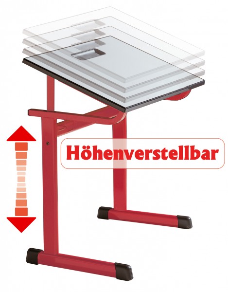 Einertisch Tischhöhe verstellbar PU-Kante Plattengröße 70x55cm Tischplatt