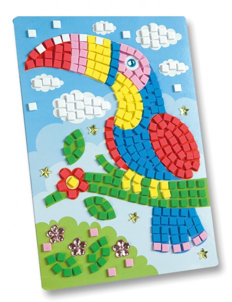 Moosgummi-Mosaik Kakadu