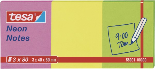 tesa Neon Notes,40x50mm, 3x80 Blatt