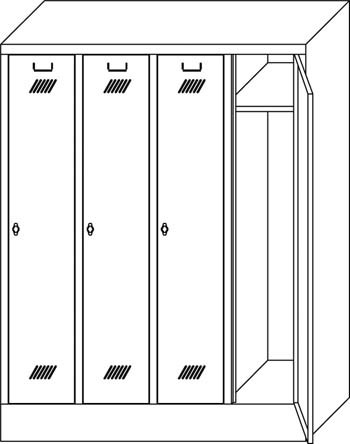 Kleiderschrank mit Sockel,4 Abteile