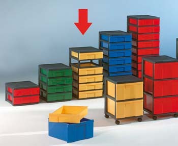 Container mit 6 flachen Schüben