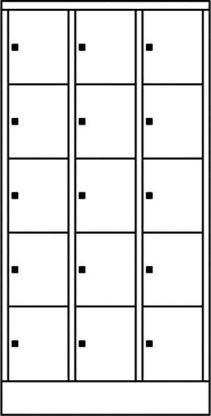 Schließfachschrank m Sockel,15Fäche