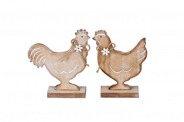 Hahn/Huhn braun m.Blüte 14,5x4x16 cm