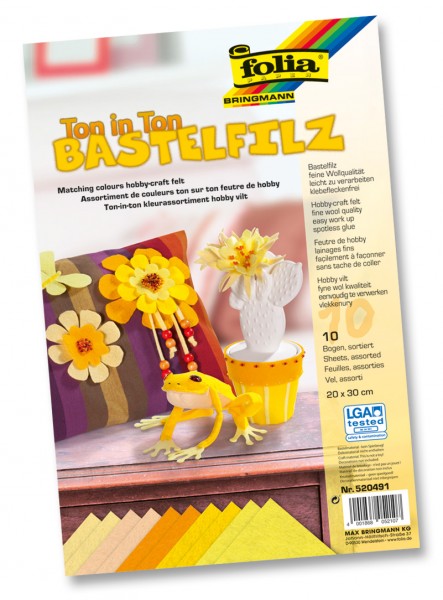 Bastelfilz 150g/m² gelb, 10 Blatt,
