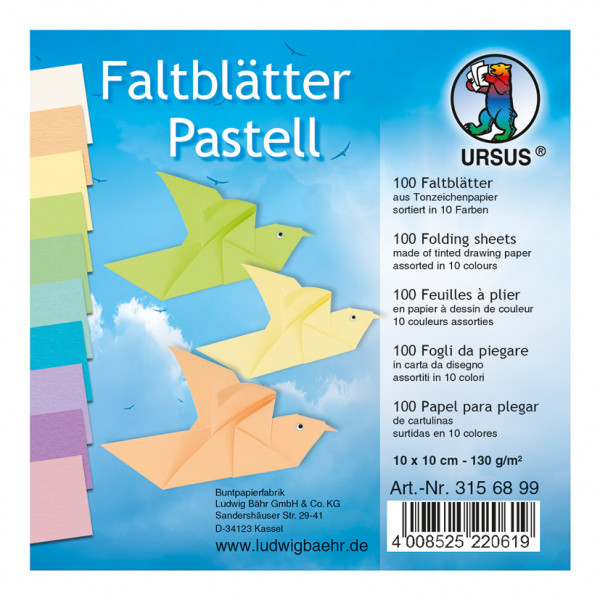 Faltblätter Pastell, 10x10cm