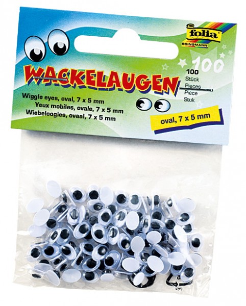 Wackelaugen oval 7 x 5mm 100 Stück