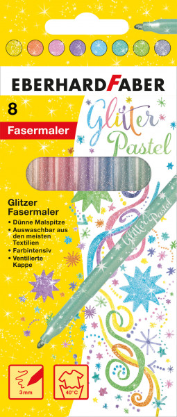 Fasermaler Pastell Glitzer 8er Etui