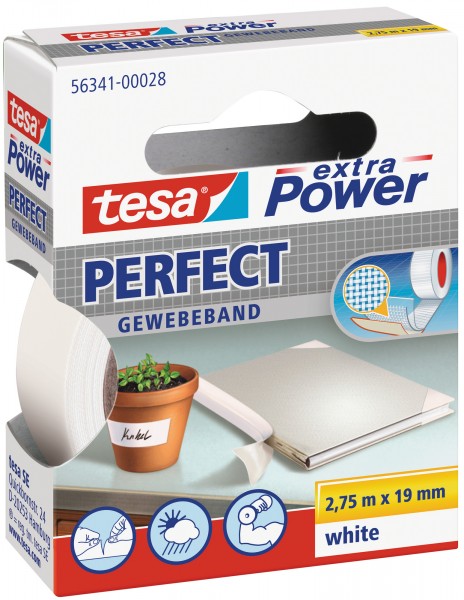 tesa Extra Power Gewebeband, weiß