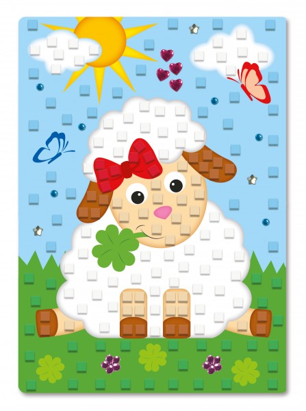 Moosgummi-Mosaik Schäfchen