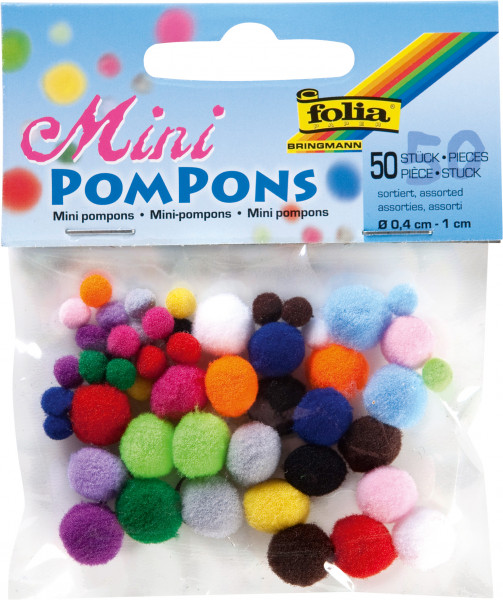 Mini-Pompons, 50 Stk., 2 Größen,