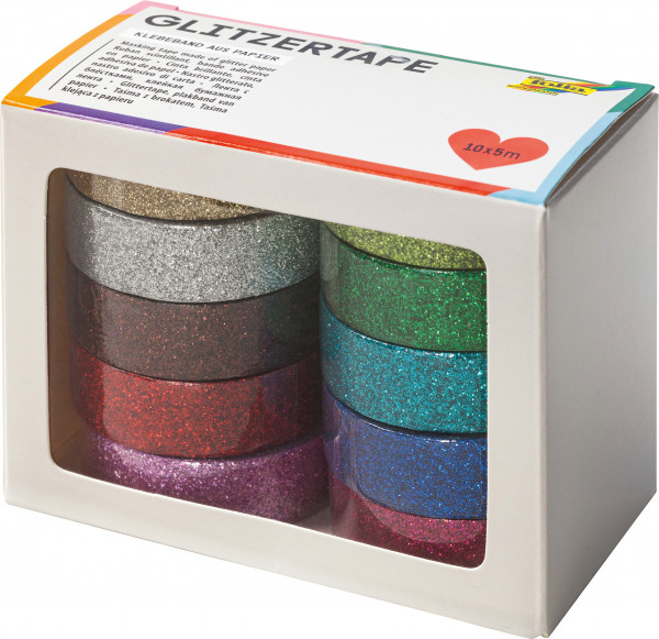 Glitzer-Tape 10er Set, 15mmx5m