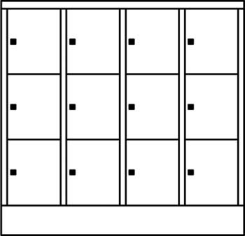 Schließfachschrank m Sockel,12Fäche