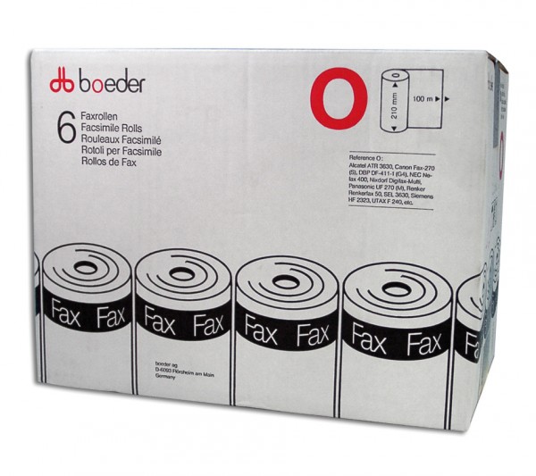 Faxpapier B=210mm, L=100m, H=1”,