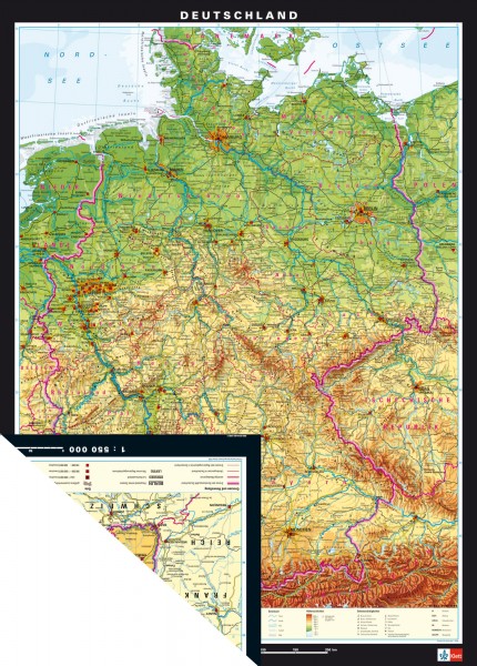 Wandkarte Deutschland physisch