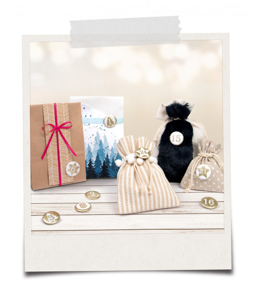 Adventskalender Buttons 24 Stück