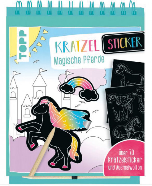 Kratzel-Stickerbuch Magische Pferde
