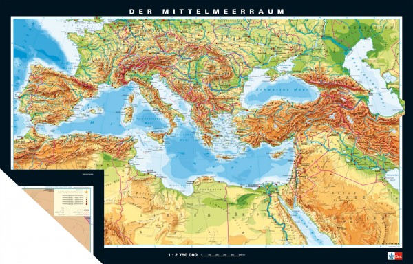 Wandkarte Mittelmeerländer