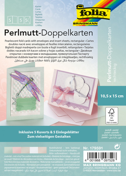 Doppelkarten rechteckig perlmutt