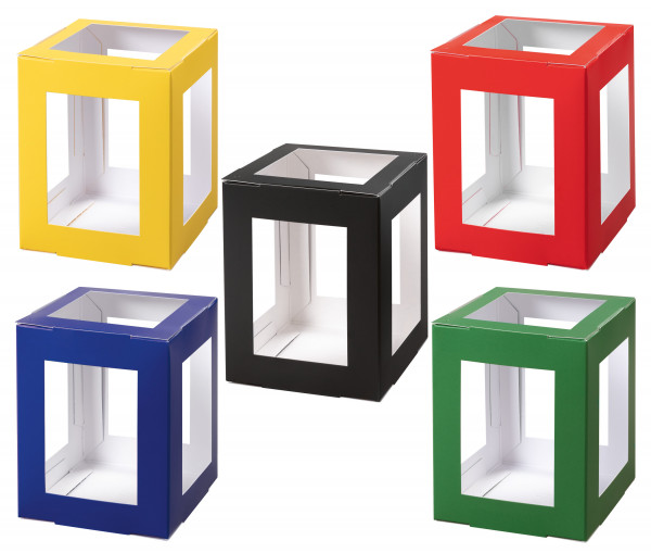 Laternen-Rohlinge eckig zu Stecken 5 Stk,farbig sort., 13,5x13,5x18cm