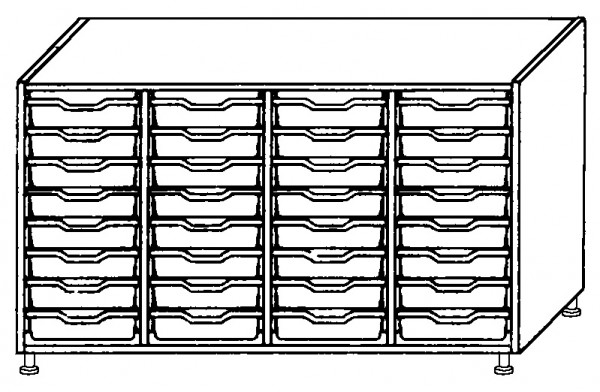 Schrank mit 32 Schüben farbig