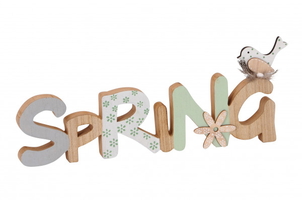 Schriftzug ”Spring” braun/grün