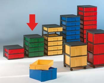 Container mit 4 flachen Schüben
