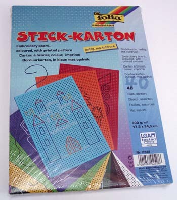 Stick-Karton farbig mit Aufdruck