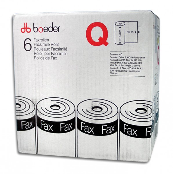Faxpapier B=216mm, L=50m, H=1”,