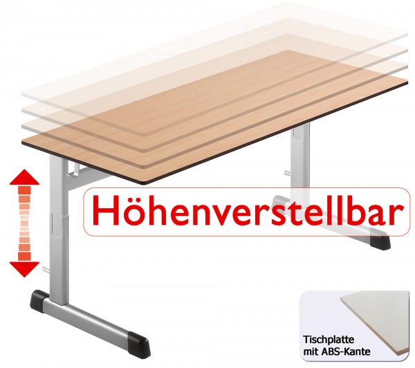 Zweiertisch Plattengröße: 130x55cm ABS-Kante E1 Feinspanplatte Höhe