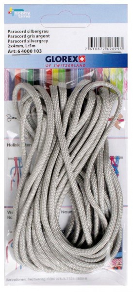 Paracord 2x4mm, silbergrau, 5m