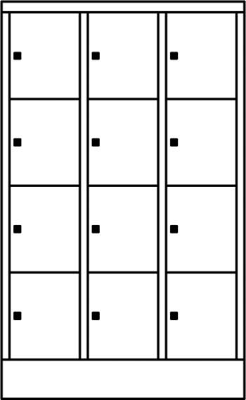 Schließfachschrank m Sockel,12Fäche