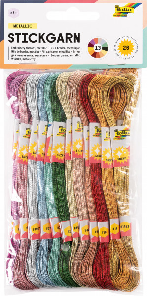 Stickgarn metallic 26 Stück á 8m