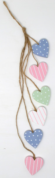 Holzherzkette Pastellfarben