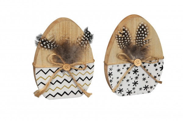 Holz-Ei schwarz/weiß