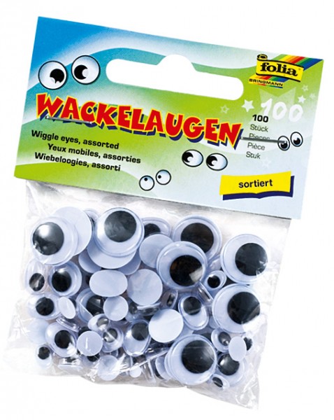 Wackelaugen Sortiment, 100 Stück