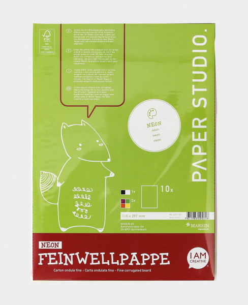Feinwellpappe A4, 10 Blatt Neon