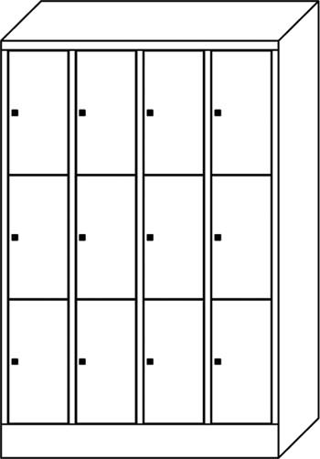 Schließfachschrank m Sockel,12Fäche