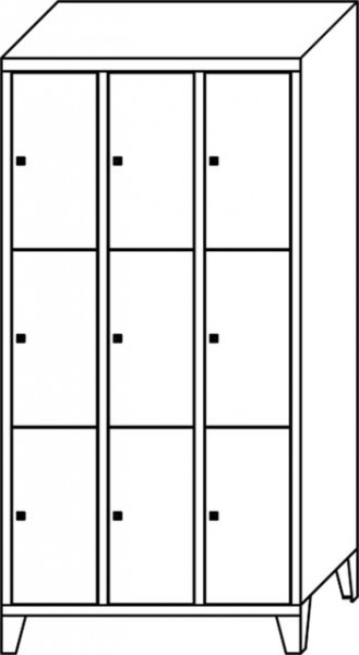 Schließfachschrank m Fuß, 9 Fächer