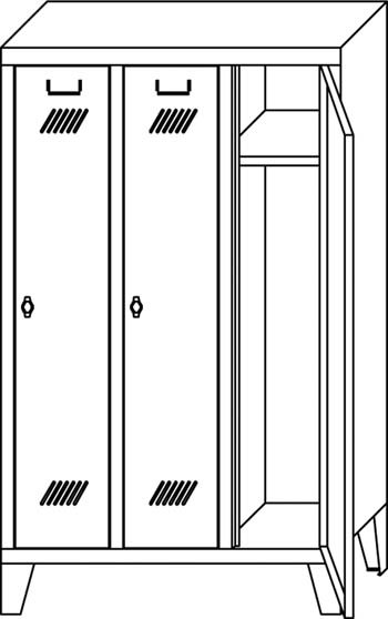 Kleiderschrank mit Füßen, 3 Abteile