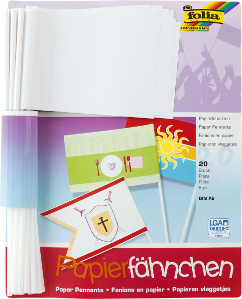Papierfähnchen 20 Stück weiß