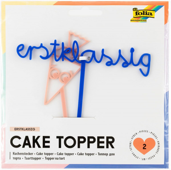 Cake Topper ERSTKLASSIG, 2 Stück