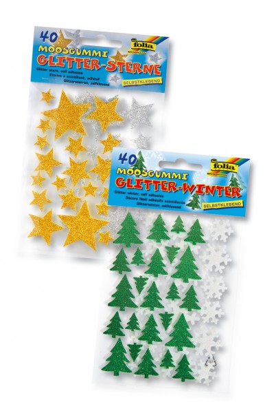 Moosgummi Glitter-Sticker Sterne