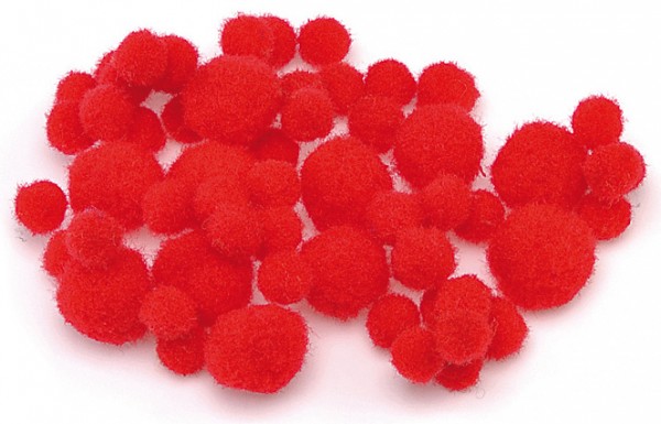 Pompons einfarbig rot, 100 Stück